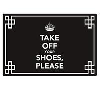 Entrance Floor Mat Take Off Your Shoes Please Outdoor Door Mat, Front Door Rubber Lined Entrance Carpet, All-Weather Exterior Door- 23.6 x 15.7 Inch Black