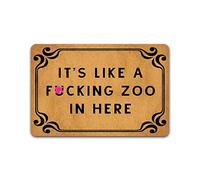 Entrance It's Like Zoo in Here Door Mat Funny Welcome Rubber Non Slip Backing Mat for Indoor Outdoor 23.6 in(W) X 15.7 in(L)