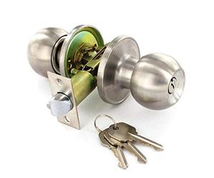 Entrance Knob Set Locking Key Door Handle Stainless Steel