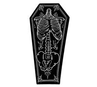 Entrance Mat Coffin Bath Mat Halloween Rug with Skeleton Pattern- Black Gothic Home, Gothic Black Bathroom Rug Non Slip Bathroom 40x100cm Large Carpet (A, 50x40x2cm)