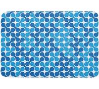 Entrance Rug Blue Abstract Geometric Mid Century Washable Door Mat Non Slip Doormat For Hallway Entrance Bathroom 40X60Cm