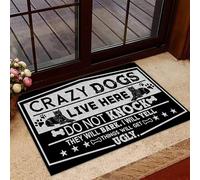 Entrance Rug Cane Corso Crazy Dogs Live Here Do Not Knock They Will Bark Funny Warning Dog, Cane Corso Door Mat Soft Resist Dirt Bath Mat For Entry Living Room Shower 40X60Cm