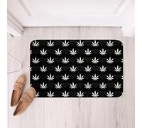 Entrance Rug Cannabis Leaves Diamond Geometric Pattern Low Profile Floor Mat Non Slip Doormat For Indoor Bedroom Home 40X60Cm