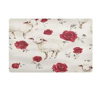 Entrance Rug Cute Sheep Rose Soft Door Mat Durable Flannel Mat For Kitchen Laundry Bedroom 40X60Cm