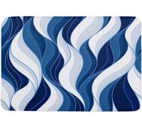 Entrance Rug Navy Blue Ripple Stripe Durable Door Mat Print Mat For Entrance Bedroom Patio 40X60Cm