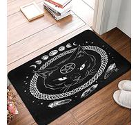 Entrance Rug Occult Moon Cat Black Sacred Wiccan Pagan Witch Door Mat Resist Dirt Bathroom Mats Washable Kitchen Mats For Kitchen Front Back Door Entry 40X60Cm