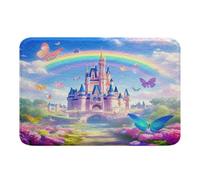 Entrance Rug Princess Dreamy Fairy Tales Rainbow Butterfly Romantic Flowers Non Slip Mat Water Absorbent Indoor Door Mat For Home Bathroom Pets 40X60Cm