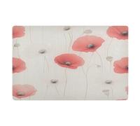 Entrance Rug Red White Poppies Print Mat Durable Floor Mat For Patio Pets Outdoor 40X60Cm