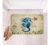 Entrance Rug Sea Horses Watercolor Sea World Animal Home Stylish Doormat Water Absorbent Door Mat For Bedroom Entrance Front Door 40X60Cm