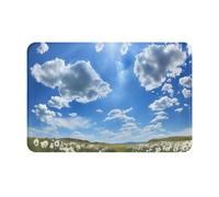 Entrance Rug Summer Theme Sunny White Cloud Non Slip Doormat Duty Dirt Barrier Mat For Indoor Outdoor Shower 40X60Cm