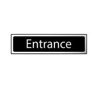 Entrance Sign - Self-Adhesive PVC - Black and Chrome Effect - 200mm x 50mm