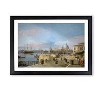 Entrance to The Grand Canal by Giovanni Canaletto Framed Print A2 Black