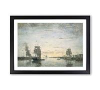 Entrance to The Harbor by Eugene Boudin Framed Print | A2 Black Framed Wall Art | Ready to Hang | Modern Nature Picture | Living Room Bedroom Lounge Office