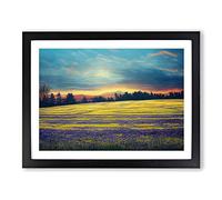 Entrancing Bluebell Field Sunrise Framed Print | A2 Black Framed Wall Art | Ready to Hang | Modern Landscape Picture | Living Room Bedroom Lounge Office