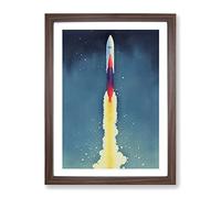 Entrancing Spaceship Rocket Framed Print | A2 Walnut Framed Wall Art | Ready to Hang | Modern Nature Picture | Living Room Bedroom Lounge Office