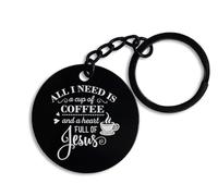 ENTROPIJA All I need is Coffee and Jesus Keyring & Keychain, Tag, Black Keyholder