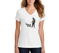 ENTROPIJA Banksy Haring Dog Graffiti Street Art V-Neck Women’s t-Shirt Classic fit top Art White