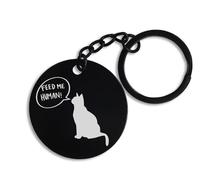 ENTROPIJA Feed Me Human Funny Cat Keyring & Keychain, Tag, Black Keyholder