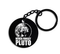 ENTROPIJA Never Forget Pluto Planet Round Keyring & Keychain Pin Tag Black Steel