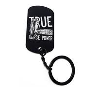 ENTROPIJA True One Horse Power 1HP Laser-Engraved Keychain Art Classic Black Keyrings Steel Tag