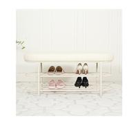 Entry Bench Shoe Rack with Cushion, 2 Tier Storage for Bedroom and Hallway, Industrial Style, Durable Design