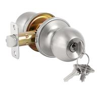 Entry Door Knob with Lock and Key, Exterior and Interior Door Lock for Front Door Commercial and Residential Area, Entry Door Handle for Bedroom and Bathroom, Satin Nickel, 1 Pack