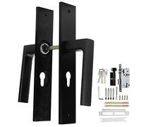 Entry Door Lever Handle Lock Set, Keyed Security Handle Lock Reversible for Left Right Doors, Heavy Duty Zinc Alloy Exterior Door Hardware for Home Front Entry (Type J (adjustable left and right))