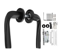 Entry Lever Lock Handle Set, Reversible Door Handle Lock with Zinc Alloy Panel and Copper Cylinder, Heavy Duty Security Locking Lever Handle for Right or Left Handed Doors, (Type I (adjustable left