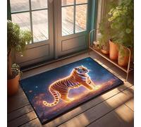 Entry Mats Indoor Home A Glowing Tiger Stands Amidst A Starry Night Doormat Coffee Bar Decor Home Decor Men(40X60CM)