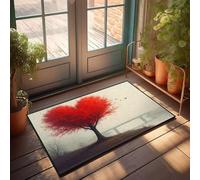 Entry Mats Indoor Home A Lone Tree With Vibrant Red Leaves Stands On A Hill Overlooking A Misty River Doormat Coffee Bar Decor Home Decor Men(50X80CM)
