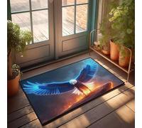 Entry Mats Indoor Home Eagle With Glowing Wings Stands On Fiery Rock Doormat Coffee Bar Decor Home Decor Men(50X80CM)