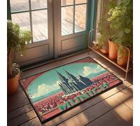 Entry Mats Indoor Home Vintage Munich Cityscape With Cathedral And Red Roofs Doormat Front Door Welcome Mat Fall Mats Outdoor(50X80CM)