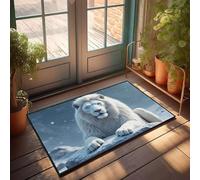 Entry Mats Indoor Home White Lion With Blue Eyes Resting On A Rock Doormat Coffee Bar Decor Home Decor Men(65X90CM)