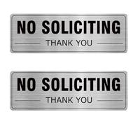 Entry Notice Sign Do Not Solicit Brushed Aluminum 2 Pack