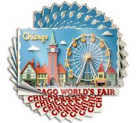 Entry Way Decoration Cover Decals | Chicago World's Fair: A Vibrant Miniature Scene Funny Durable Vinyl Sticker Easy Apply for Earth(8X12CM)