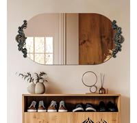 Entryway Baroque Mirror Vintage Traditional : 50 x 100cm Large Oval Mirrors for Walls Antique Wall Glass Mirror with Brass Rose-carved Edge Frame Bathroom Mirror,Wall Mirrors Hallway