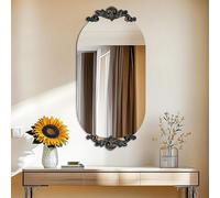 Entryway Baroque Mirror Vintage Traditional : 50 x 80cm Large Mirror Hanging Antique Wall Glass Mirror with Brass Rose-carved Edge Frame Oval Bathroom Mirror,Oval Mirrors Hallway