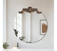 Entryway Baroque Mirror Vintage Traditional : 60 cm Round Mirror Antique Wall Glass Mirror with Brass Rose-carved Edge Frame Round Bathroom Mirror,Fireplace Mirrors for Living Room