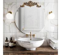 Entryway Baroque Mirror Vintage Traditional : 80 x 80cm Large Round Mirrors for Walls Antique Wall Glass Mirror with Brass Rose-carved Edge Frame Bathroom Mirror,Wall Mirrors Hallway