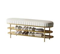 Entryway Bench Shoe Cabinet, 2-Tier Storage with Upholstered Seat, Modern Shoe Organizer for Hallway and Closet