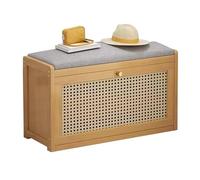 Entryway Bench with Storage Cabinet 2 Tier Shoe with Doors Wooden Shoe Shelf for Hallway Entry Living Room Stylish Storage Solution