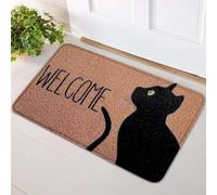 Entryway Cat Doormat With Welcome Text, Indoor Outdoor Floor Mat With Grip Bottom, 31.5 By 19.3 Inch, Rug For Kitchen, Patio Or Porch