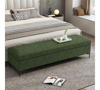 Entryway Cat's P Velvet rage Bench Ottoman Shoe rage for Hallway Solid Wood Frame Upholstered Large Seating for Living Room & Bedroom Dark Green 120cm/47.2in