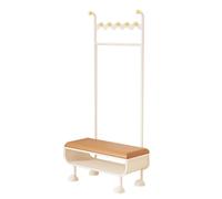 Entryway Coat Rack Bench With Shoe Storage,Hall Tree Bench Combined Coat Hanger Stand,Multifunctional Metal Shoe Bench With Cushioned Seat & Hooks,Hallway Organizer Furniture(White,60cm/23.6in)