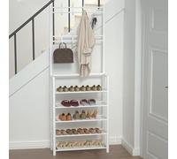 Entryway Coat Rack with Shoe Storage - 4/5-Tier Hall Tree, 9 Hooks, Metal Shoe Rack for Home, Space-Saving Design (60x25x171cm)