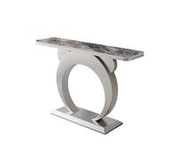 Entryway Console Table, Luxury Accent Sofa Table with Faux Marble Top and Metal Base, Rectangular Narrow Display Furniture for Living Room or Hallway