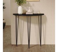 Entryway Console Table, Multifunctional Solid Wood, Wall-Mounted, Ultra-Narrow Semi-Circular Design with Iron Art Frame for Living Rooms and Home Entryways
