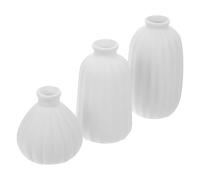 Entryway Decor 3pcs Nordic Style White Ceramic Flower Vase Set Vertical Ribbed Design Table Vases Unique House Gifts