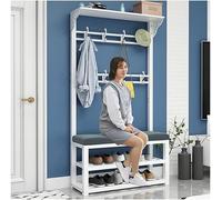 Entryway Hall Tree Shoe Ben Coat Rack With Storage Shelves And Hooks Mudroom Storage Organizer For Entrance Hallway With Seat Cushion Metal e