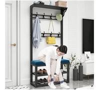 Entryway Hall Tree Shoe Ben Coat Rack With Storage Shelves And Hooks Mudroom Storage Organizer For Entrance Hallway With Seat Cushion Metal e